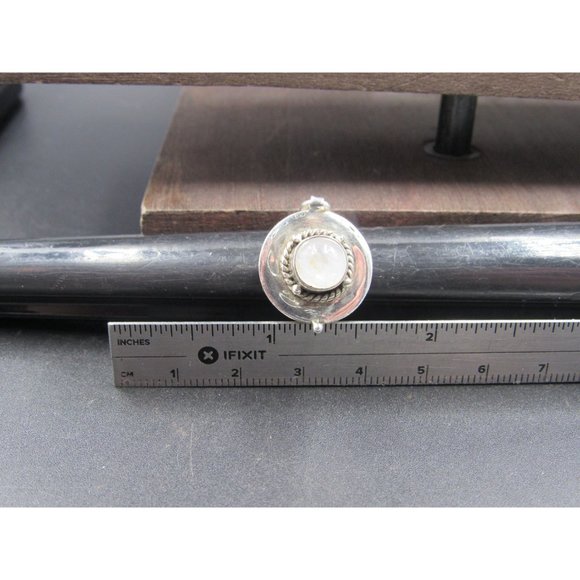 Size 7.25 Sterling Silver Unique Moonstone Poison Band Ring - Picture 9 of 10